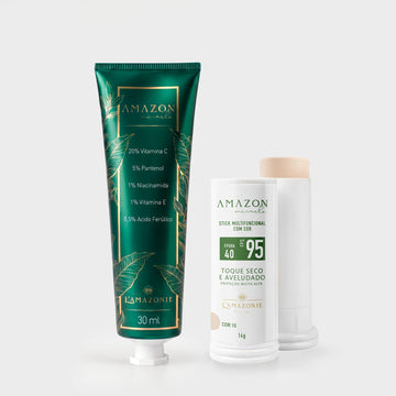 Kit Sérum Vitamina C20 + Bastão Multifuncional com Cor FPS 95
