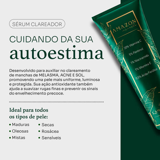 Oferta 24h: Compre 1 Sérum de Vitamina C e ganhe de brinde 1 Protetor de Tratamento FPS 99 e 1 Gel de Limpeza