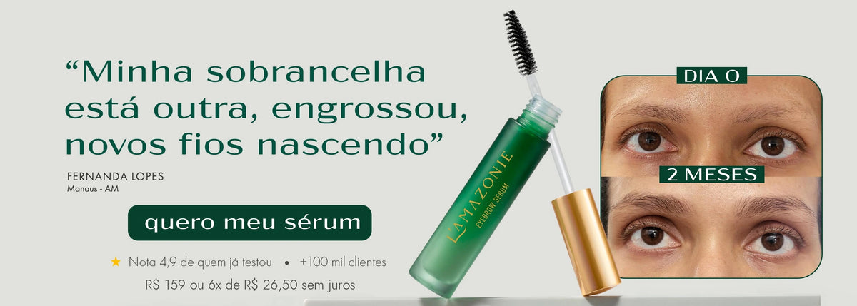Antes e depois do sérum de sobrancelha