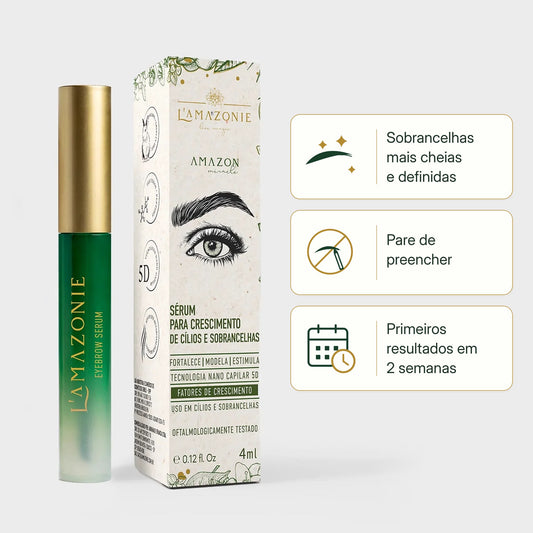 Sérum para crescimento de cílios e sobrancelhas L'Amazonie: sobrancelhas mais cheias e definidas, pare de preencher, primeiros resultados em 2 semanas